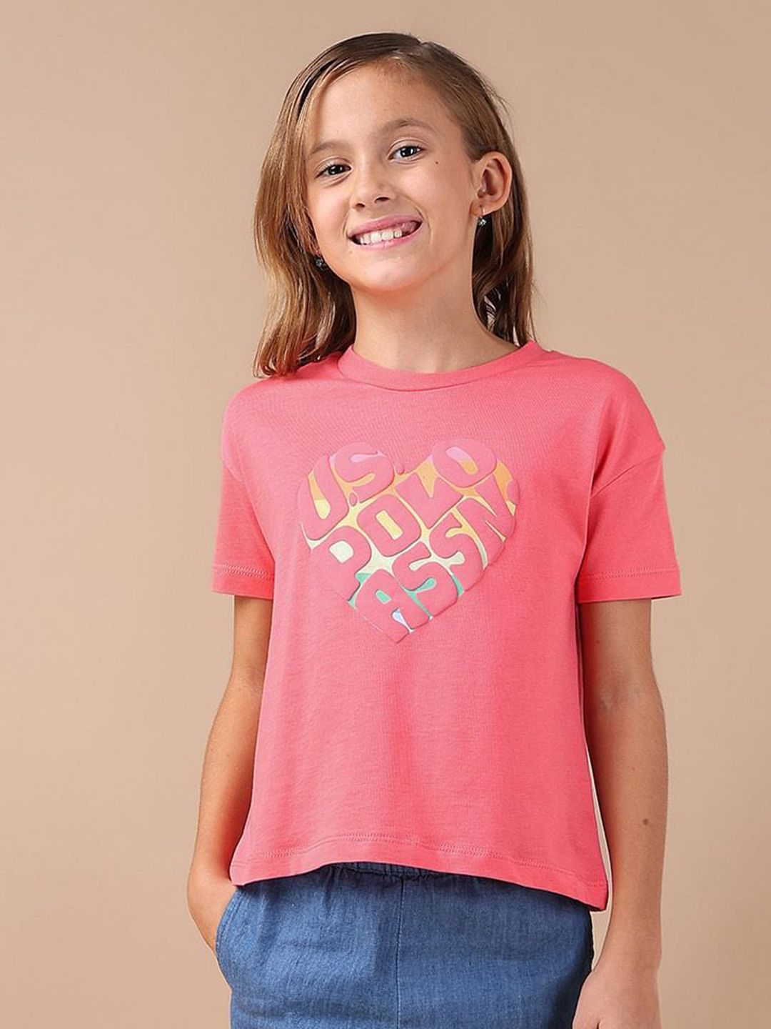 U.S. Polo Assn. Kids Girls Typography Pure Cotton T-shirt-picture-25