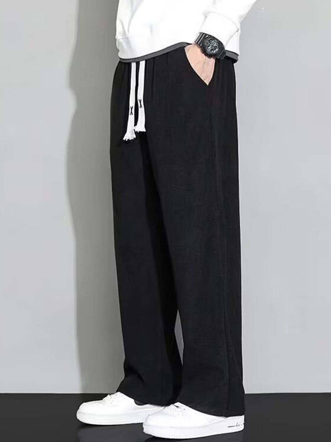 Mast & Harbour Men Cotton Loose Fit Mid-Rise Easy Wash Trousers-picture-12