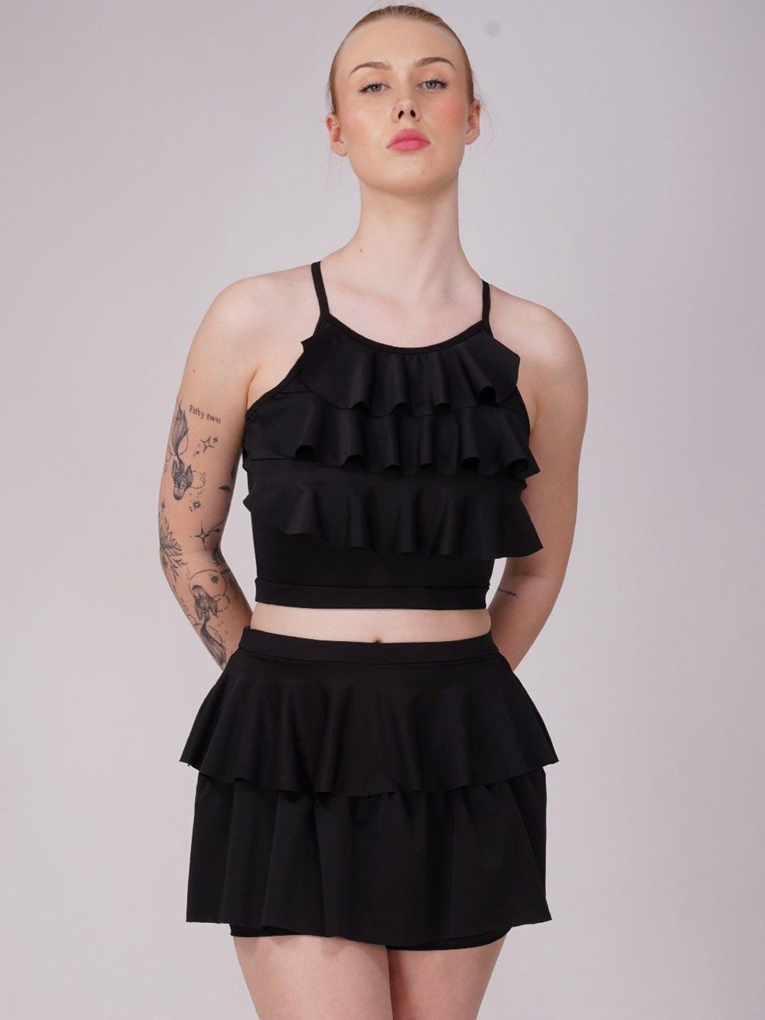 Poftik Padded Frill Ruffle Detail Two-Piece Swim Set-image-9