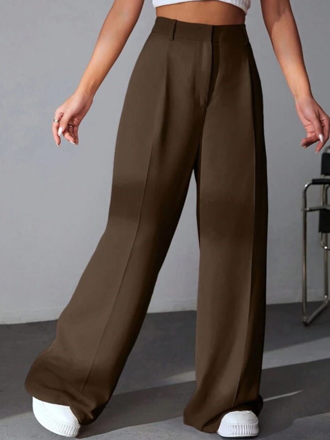 Next One Women Smart High-Rise Easy Wash Pleated Trousers-picture-20