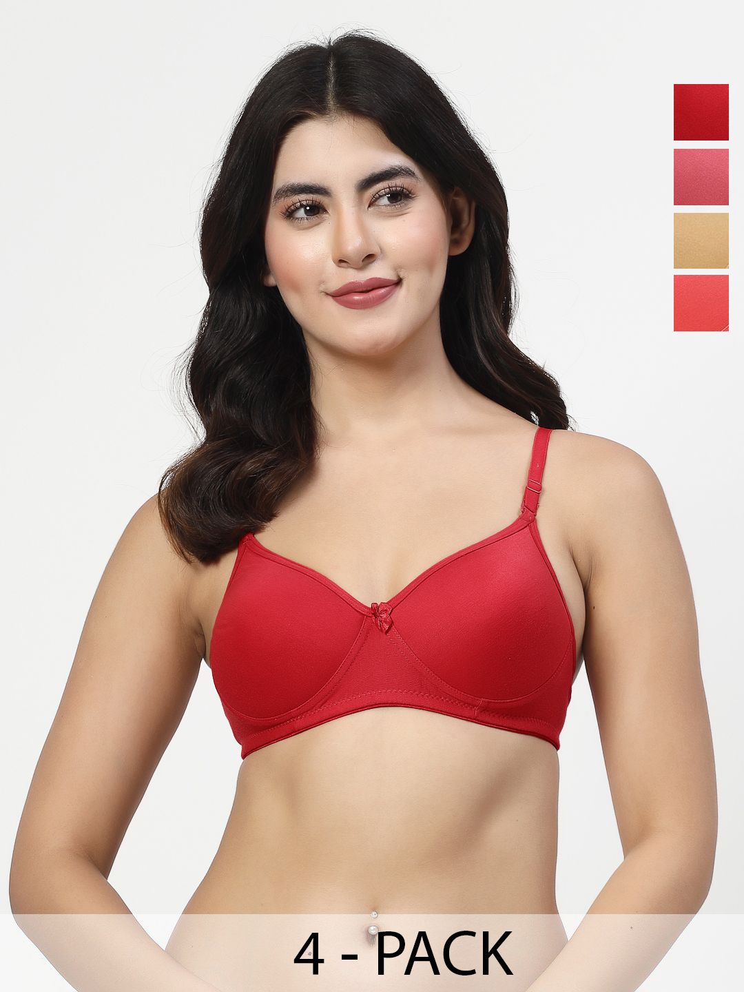 LILY Mfruomalg Pack Of 4 Full Coverage Lightly Padded Seamless T Shirt Bra-picture-41