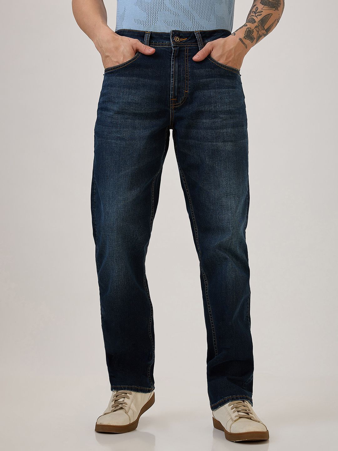 SPYKAR Men Relaxed Fit Light Fade Jeans-picture-13