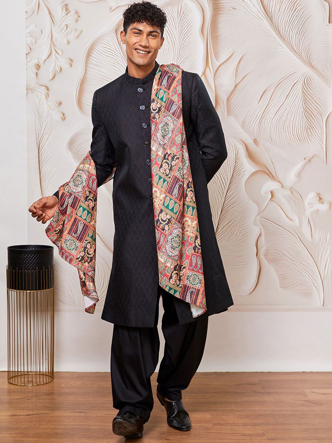 VASTRAMAY Men Sherwani With Patiala & Printed Dupatta Set-picture-21