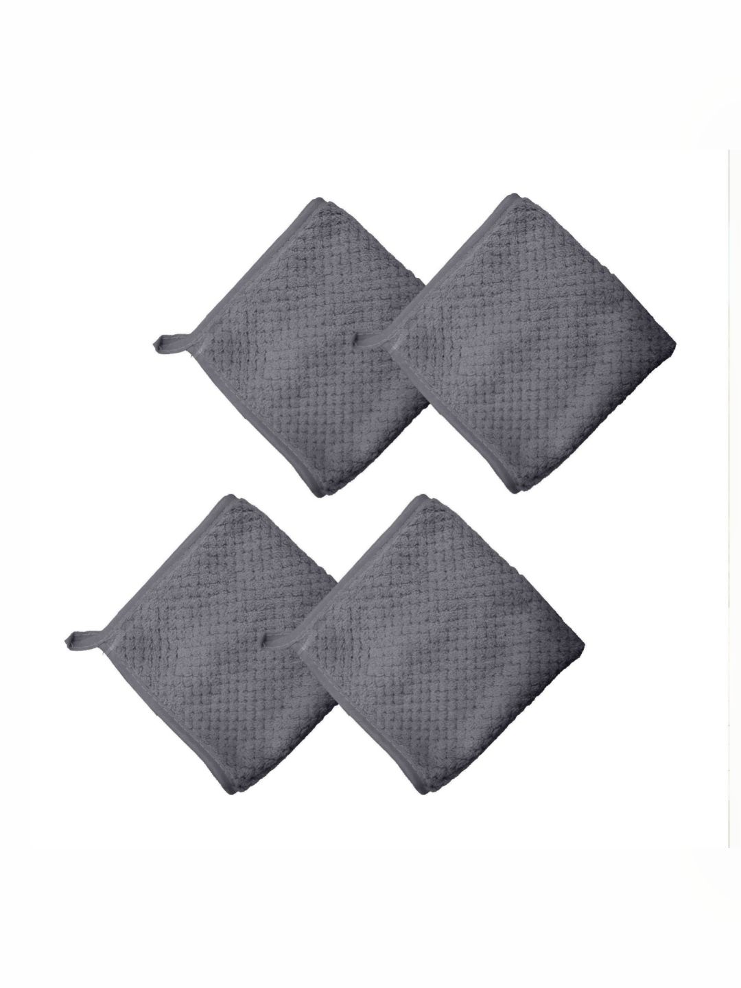 HOUSSE Grey 4 Pieces 350 GSM Microfiber Ultra Absorbent Super Dry Face Towels-image-15