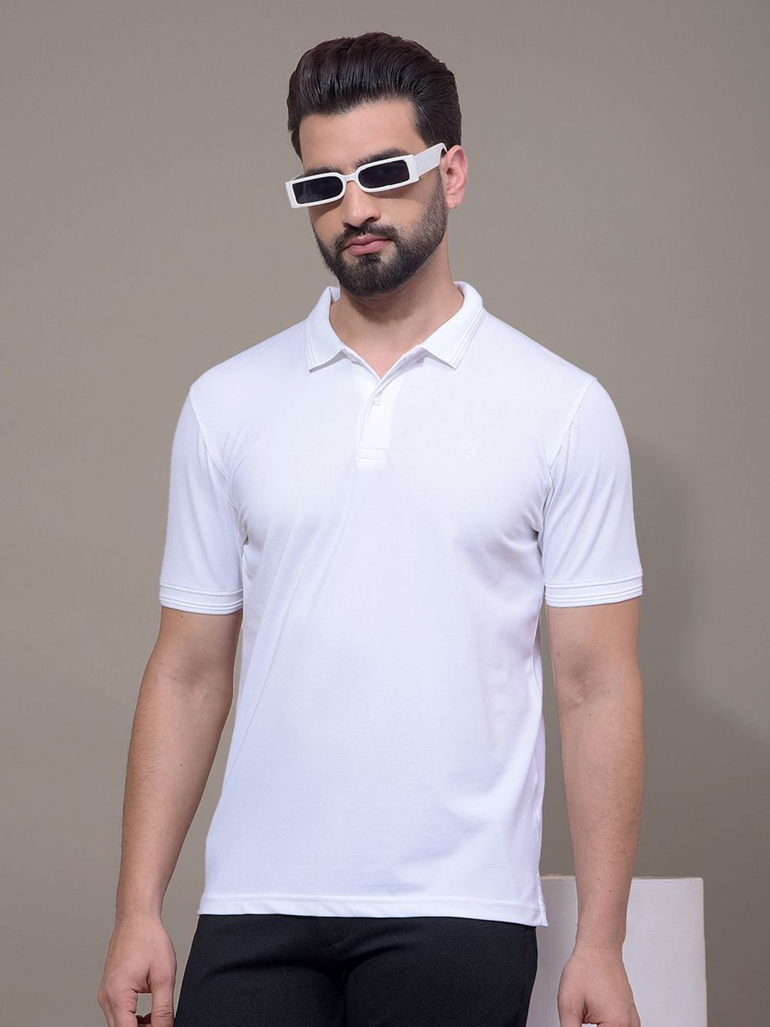 Crimsoune Club Men Solid Polo Collar Cotton Slim Fit T-shirt-picture-41