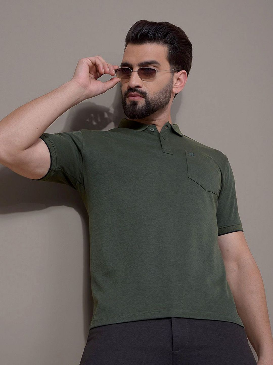 Crimsoune Club Men Solid Polo Collar Cotton Slim Fit T-shirt-picture-17