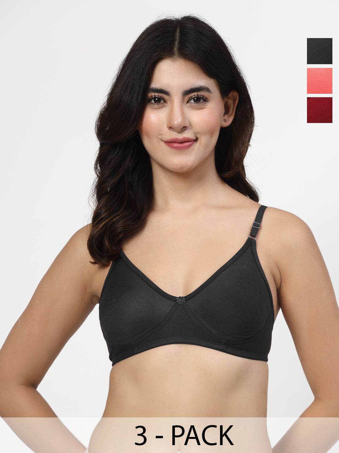 LILY Pack Of 3 Full Coverage Non Padded All Day Comfort Everyday Bra-picture-16