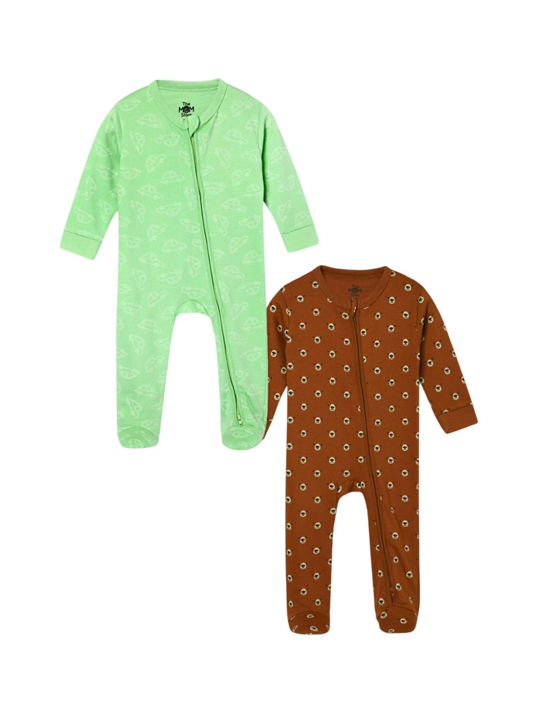 The Mom Store Infants Kids Pack of 2 Printed Pure Cotton Sleepsuit-picture-45
