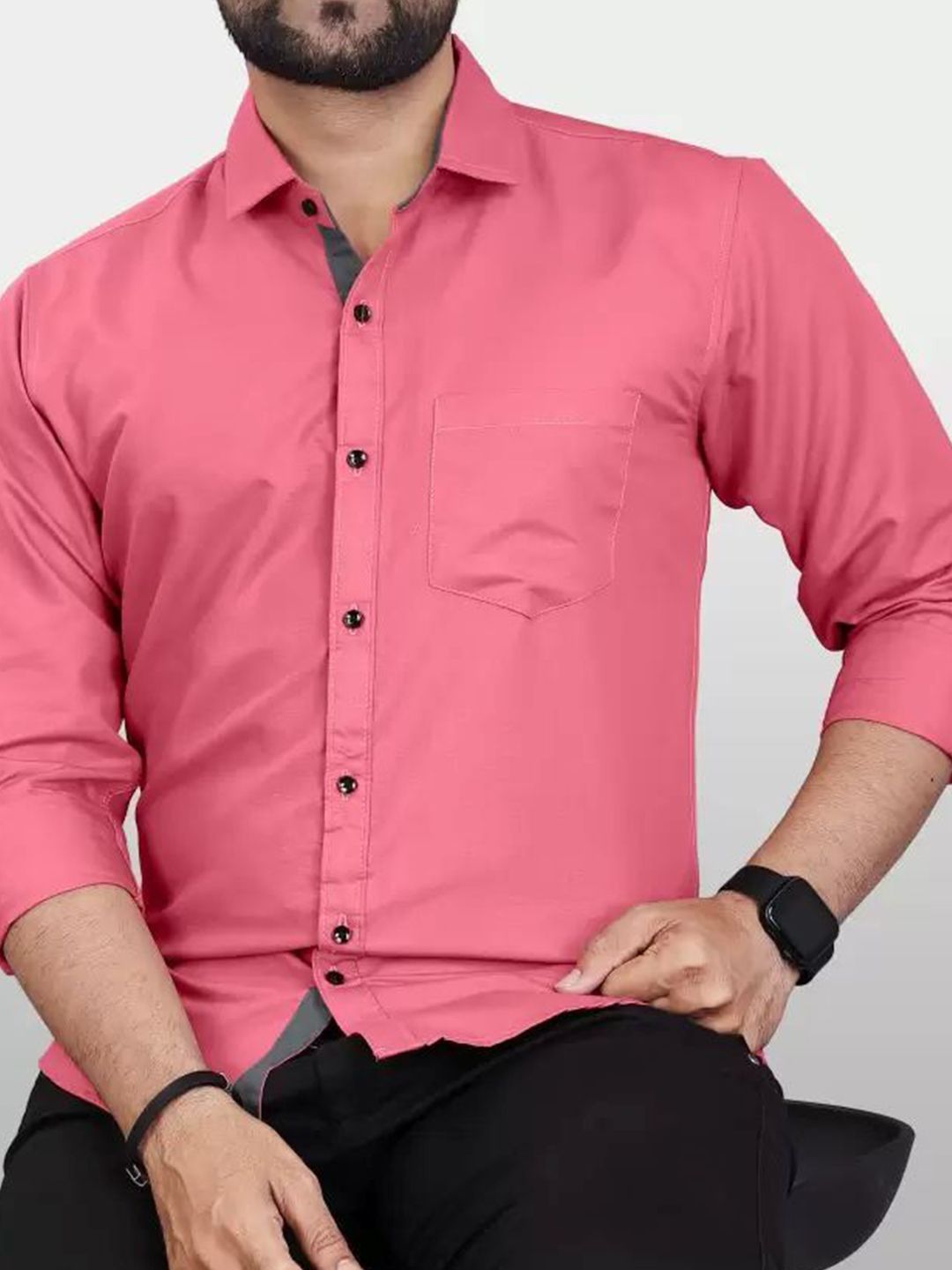 THE BEETEL HOUSE Men Solid Spread Collar Cotton Casual Shirt-picture-11