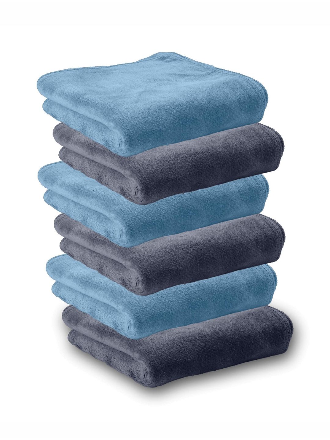 HOUSSE Grey & Blue 6 Pieces Microfiber 450 GSM Face Towels