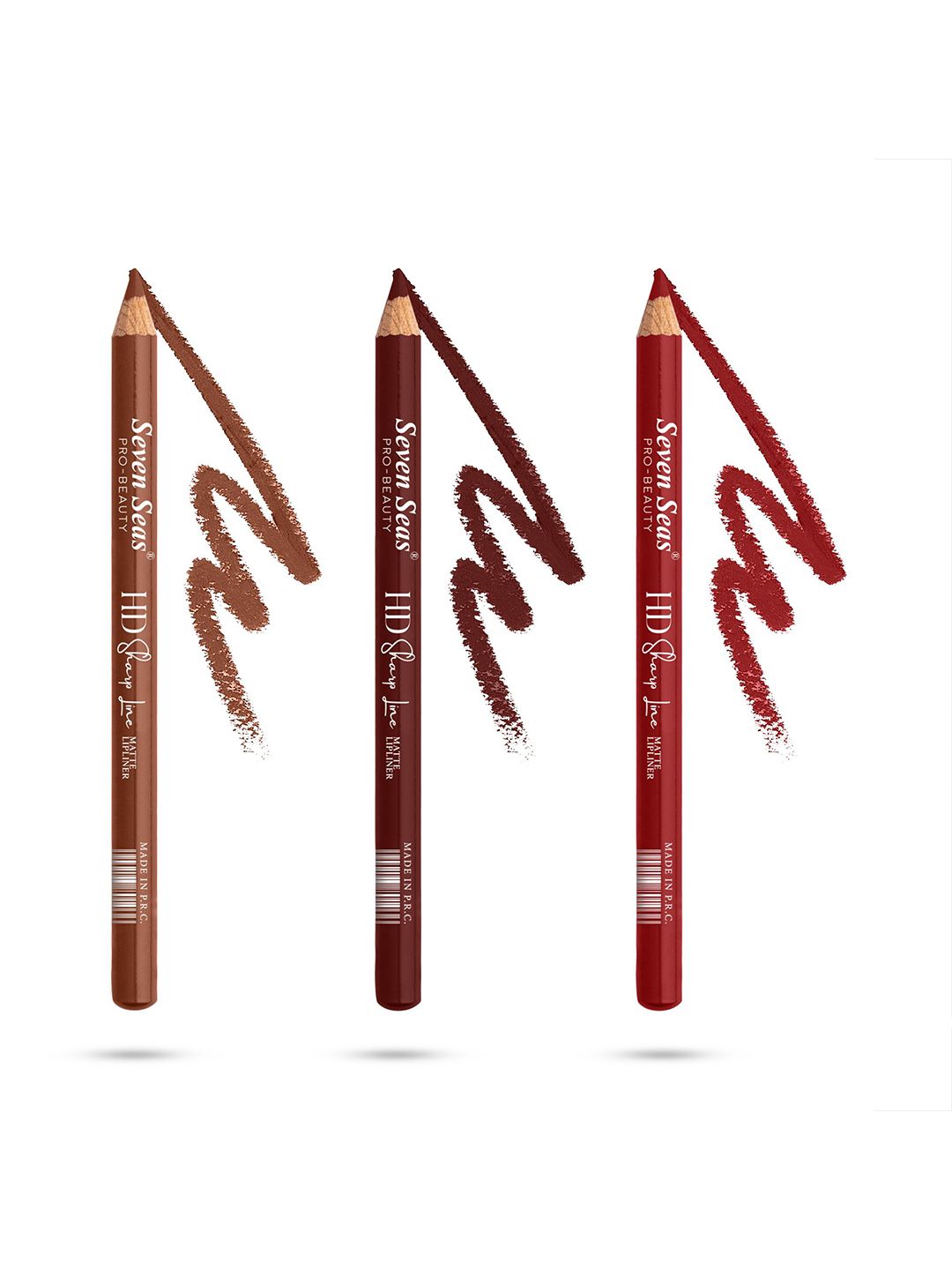 Seven Seas Set Of 3 HD Sharp Line Lip Liner -Muddy Brick 07 Choco Butter 08 Pink Roots 09-image-3