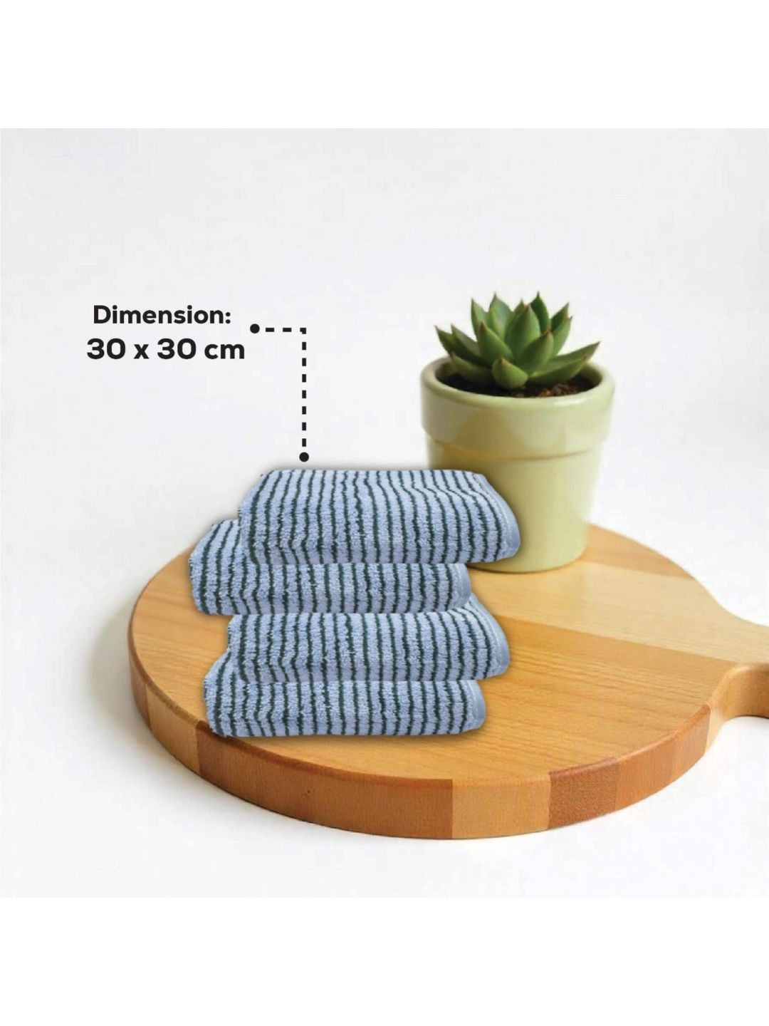 HOUSSEBlue 4 Pieces Striped 300 GSM Face Towels-image-10