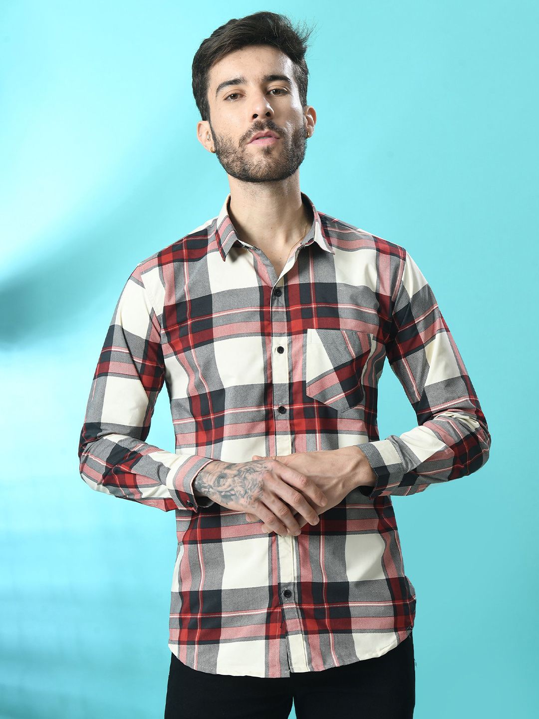 THE BEETEL HOUSE Men Comfort Sheer Checked Casual Shirt-picture-39