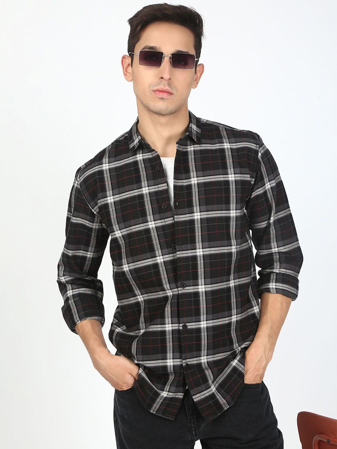 Bene Kleed Men Slim Fit Tartan Checks Opaque Checked Casual Shirt-picture-25
