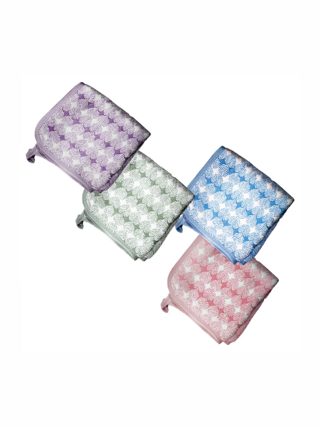 HOUSSE 4-Pcs Purple & Green Printed 350 GSM Face Towels-image-45