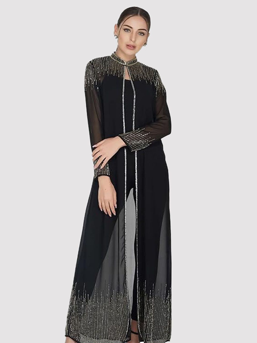 HAUTEMODA Mandarin Collar Maxi Longline Shrug-picture-46
