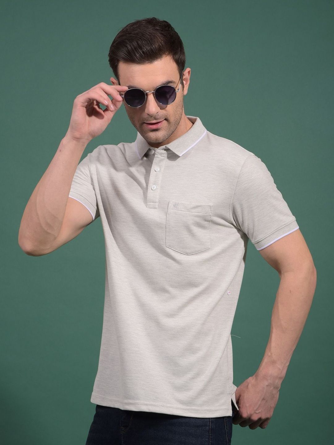 Crimsoune Club Men Solid Polo Collar Cotton Slim Fit T-shirt-picture-14