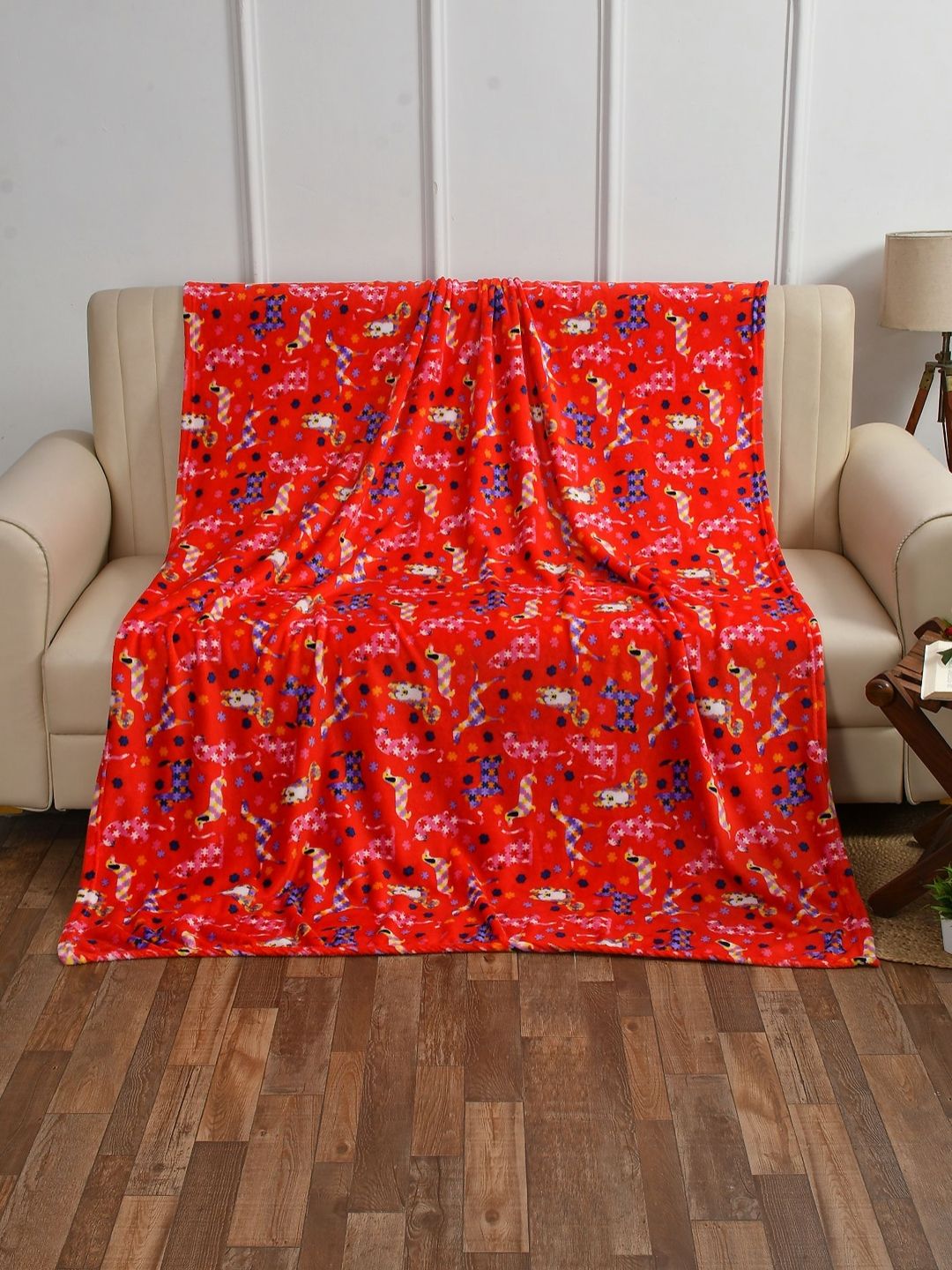 MORADO Red & Blue Cartoon Characters Printed 200 GSM Woollen Single Bed Blanket-picture-40
