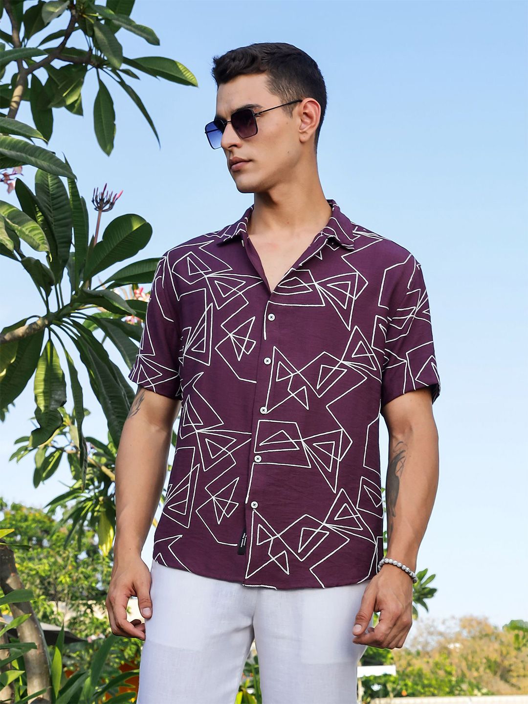 Thomas Scott Men Premium Fit Geometric Printed Spread Collar Casual Shirt-picture-13