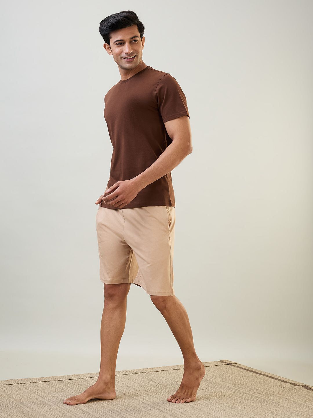 SleepZ by Raymond Round Neck Pure Cotton T-Shirt With Shorts-picture-27