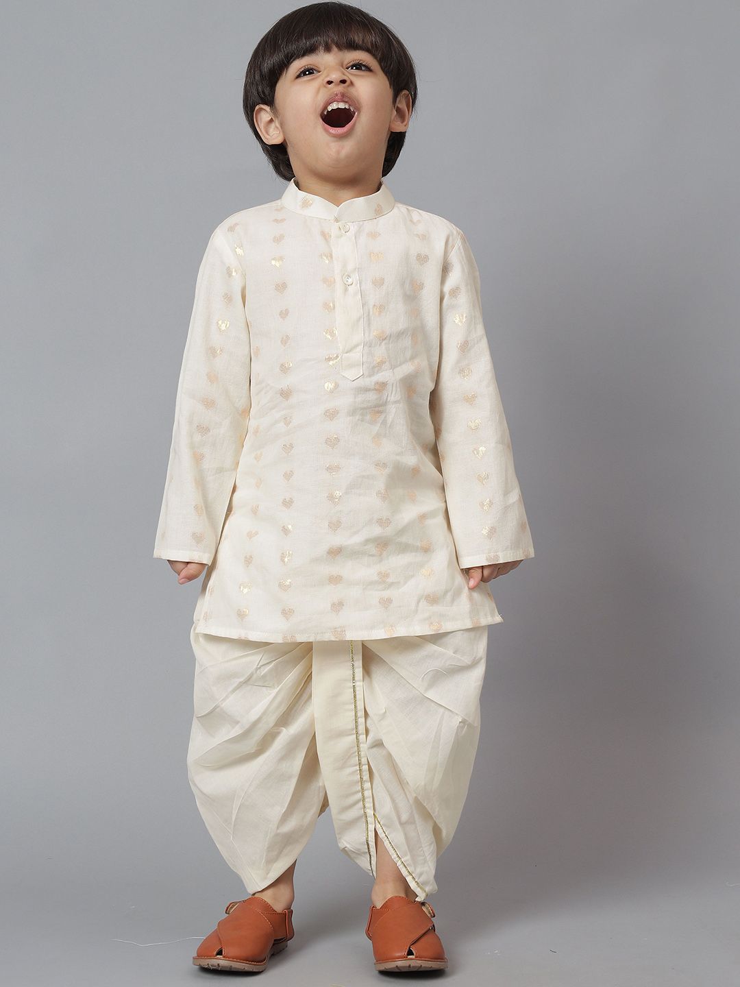 MUDKID Boys Printed Regular Kurta with Dhoti Pants