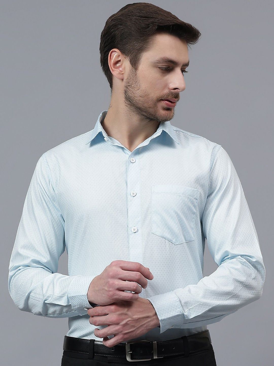 Vida Loca Men India Slim Fit Textured Spread Collar Cotton Formal Shirt-picture-42