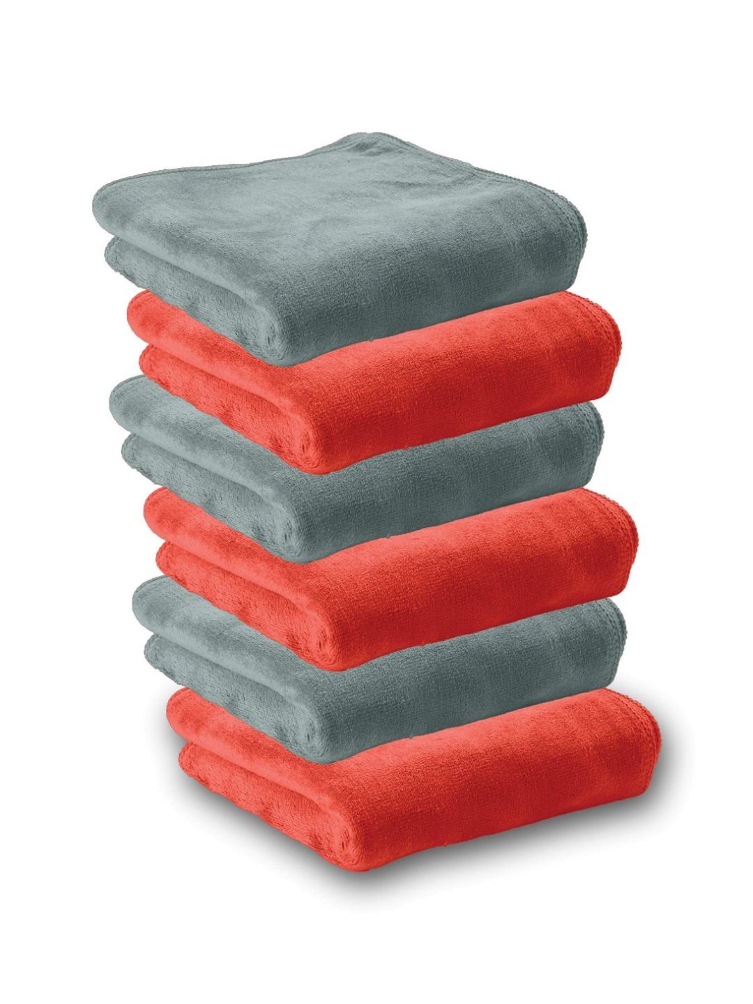 HOUSSE 6-Pcs Red & Grey 450 GSM Face Towels-image-30
