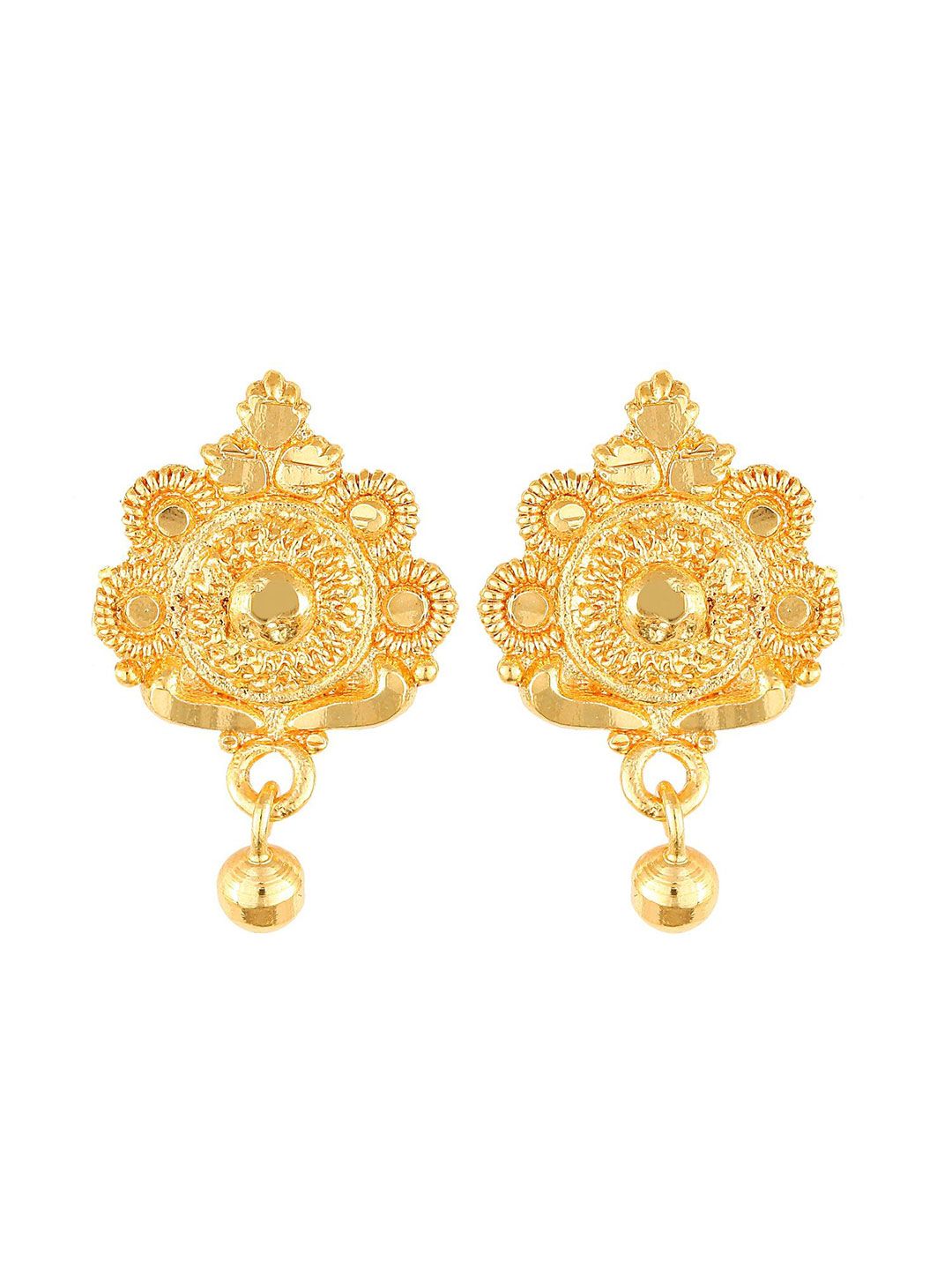 DIVASTRI Gold-Plated Floral Shaped Drop Earrings-picture-14