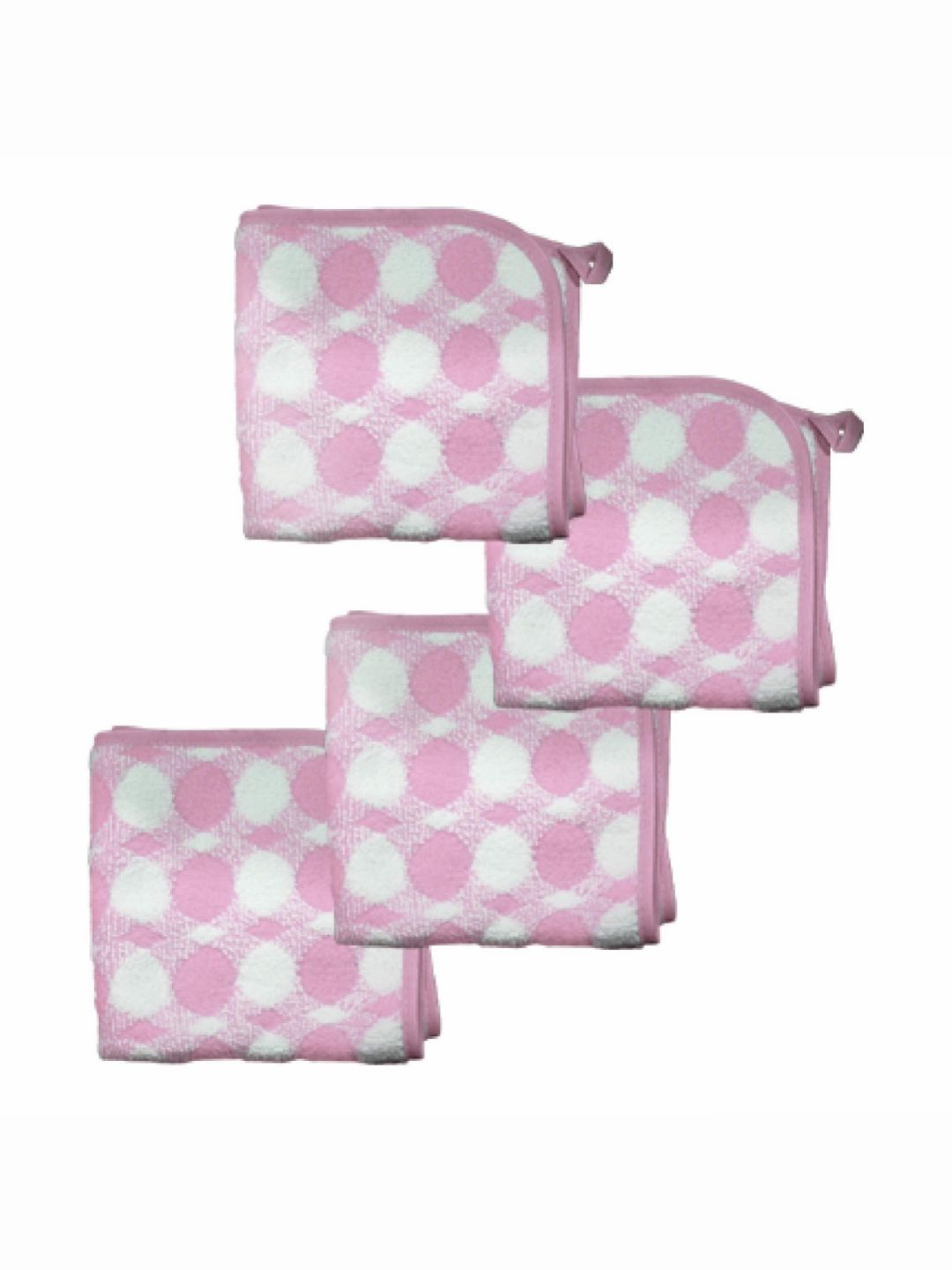 HOUSSE Pink & White 4 Pieces Printed 350 GSM Microfiber Face Towels-image-48