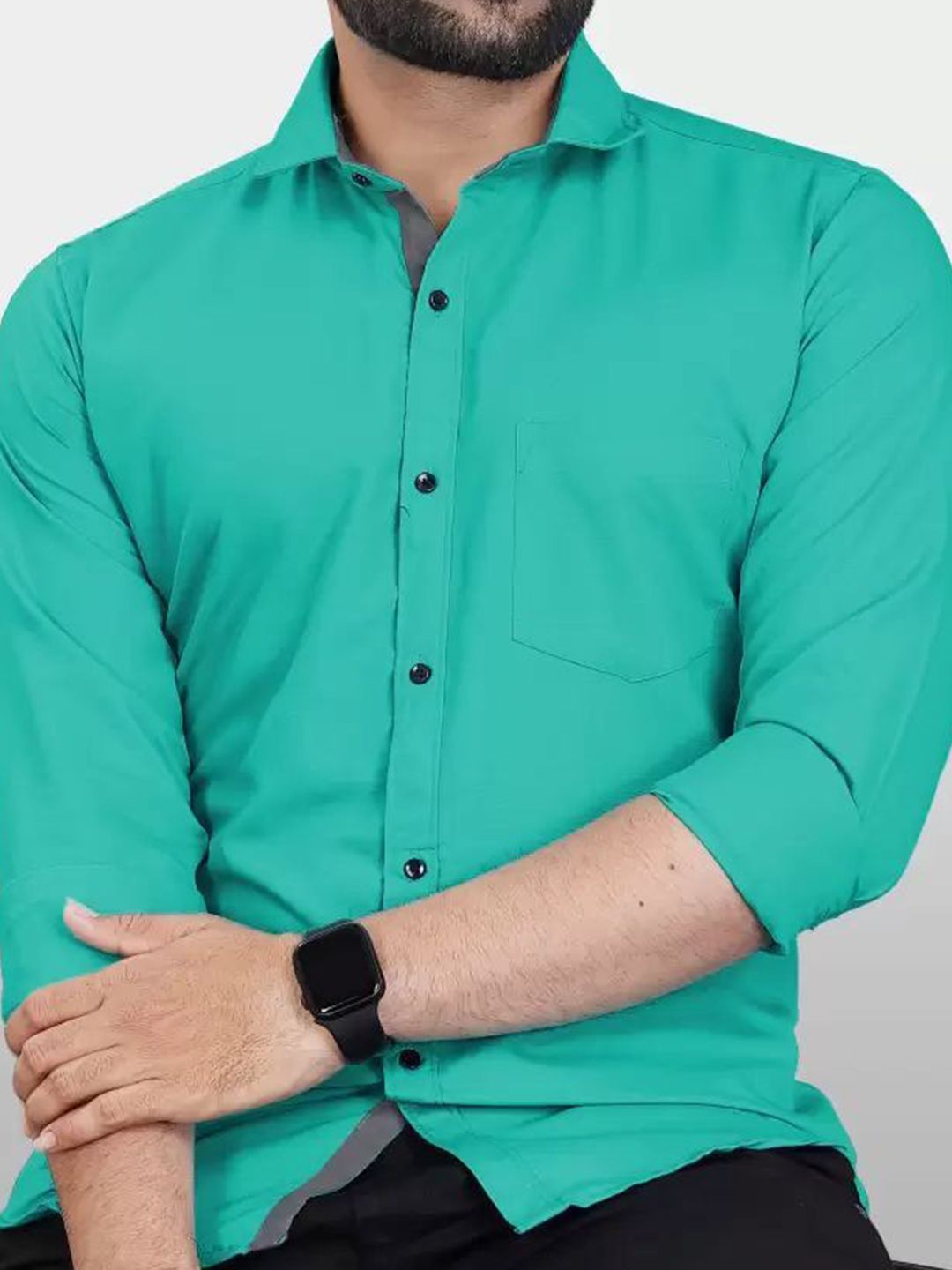 THE BEETEL HOUSE Men Solid Spread Collar Cotton Casual Shirt-picture-13