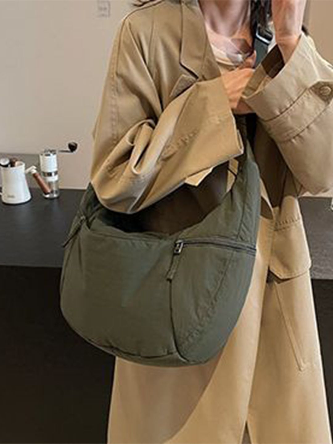 StyleCast x Revolte Women Solid Half Moon Cotton Shoulder Bag-picture-15