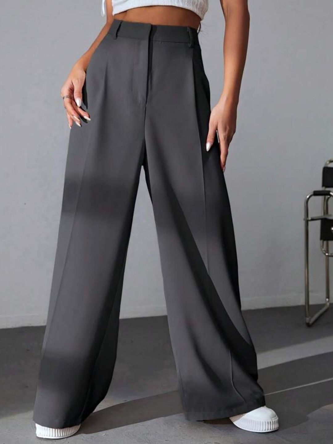 Next One Women Smart High-Rise Easy Wash Pleated Trousers-picture-15