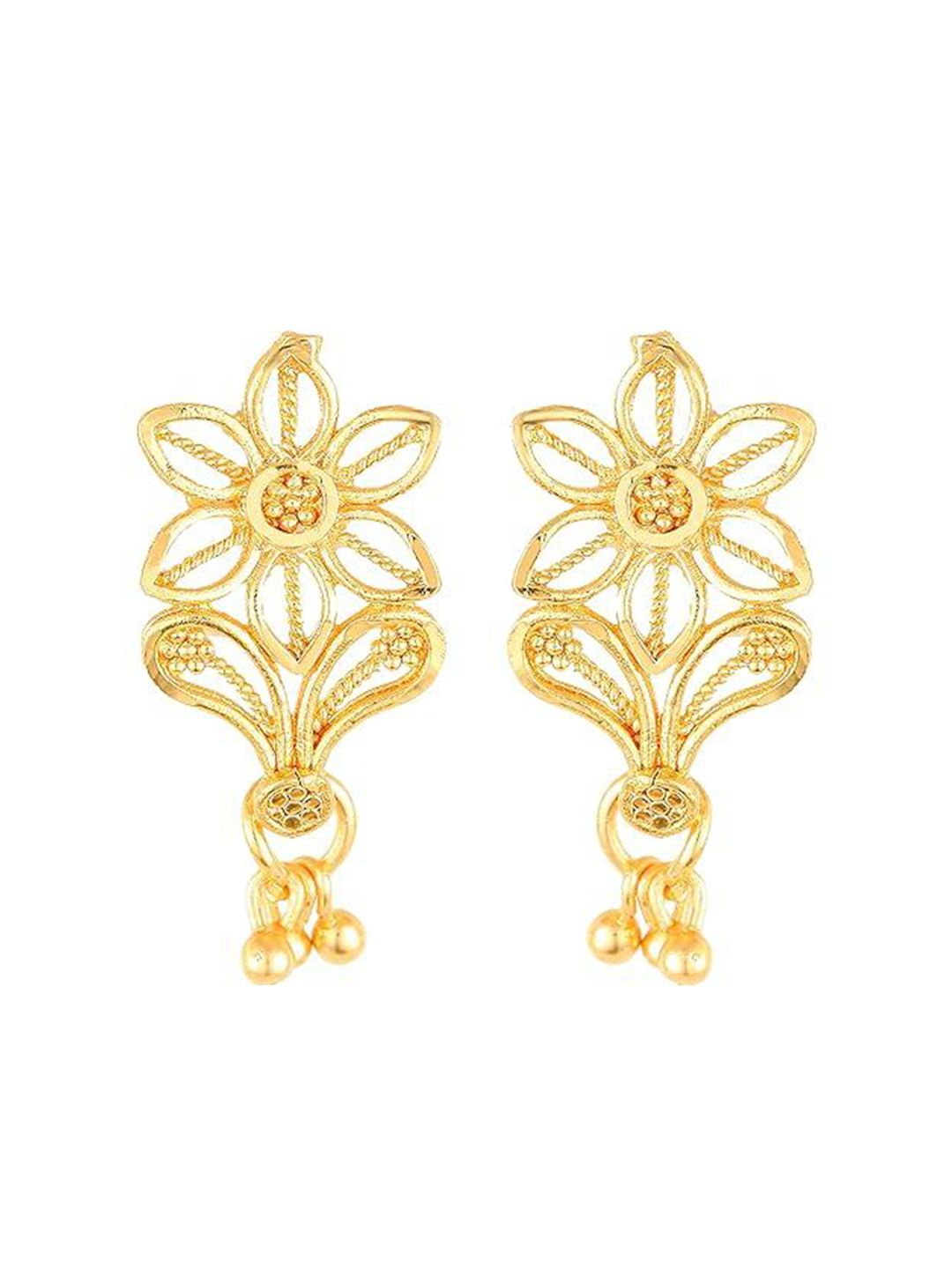 DIVASTRI Gold-Plated Floral Shaped Drop Earrings-picture-15