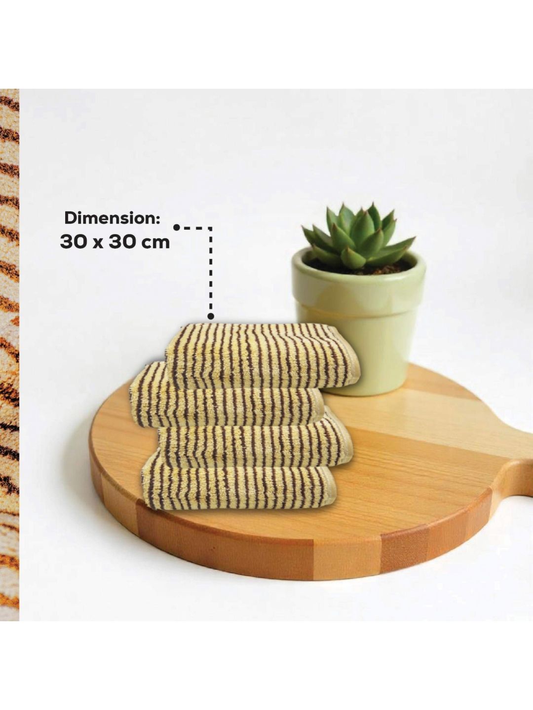HOUSSE Yellow 4 Pieces Striped 300 GSM Ultra Absorbent Super Soft Quick Dry Face Towels-image-6