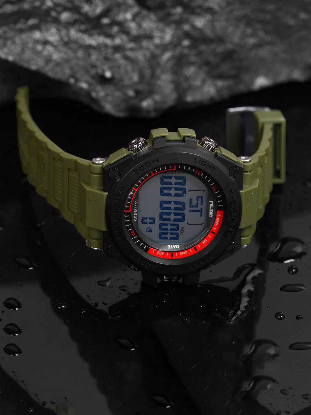 FELIZER Men Patterned Dial & Textured Straps Digital Watch H9053-LSKA-Green-picture-32