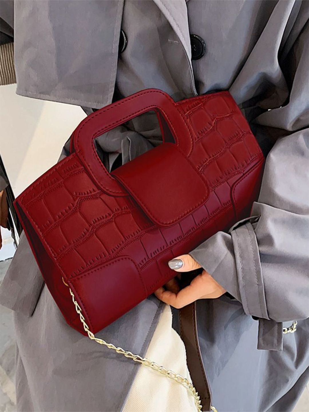 corsica DressBerry Women Textured Structured Leather Handheld Bag-picture-25