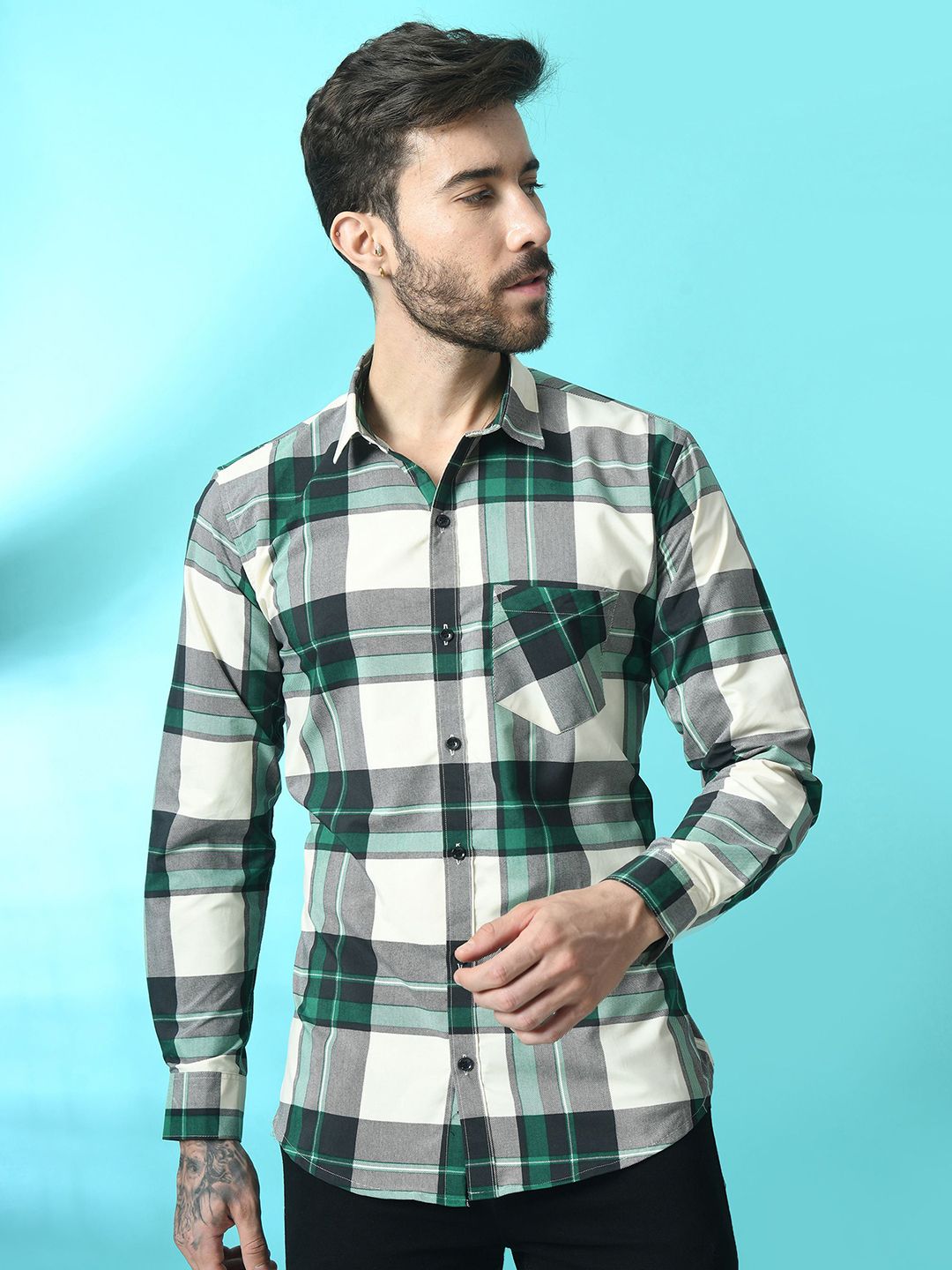 THE BEETEL HOUSE Men Comfort Sheer Checked Casual Shirt-picture-24