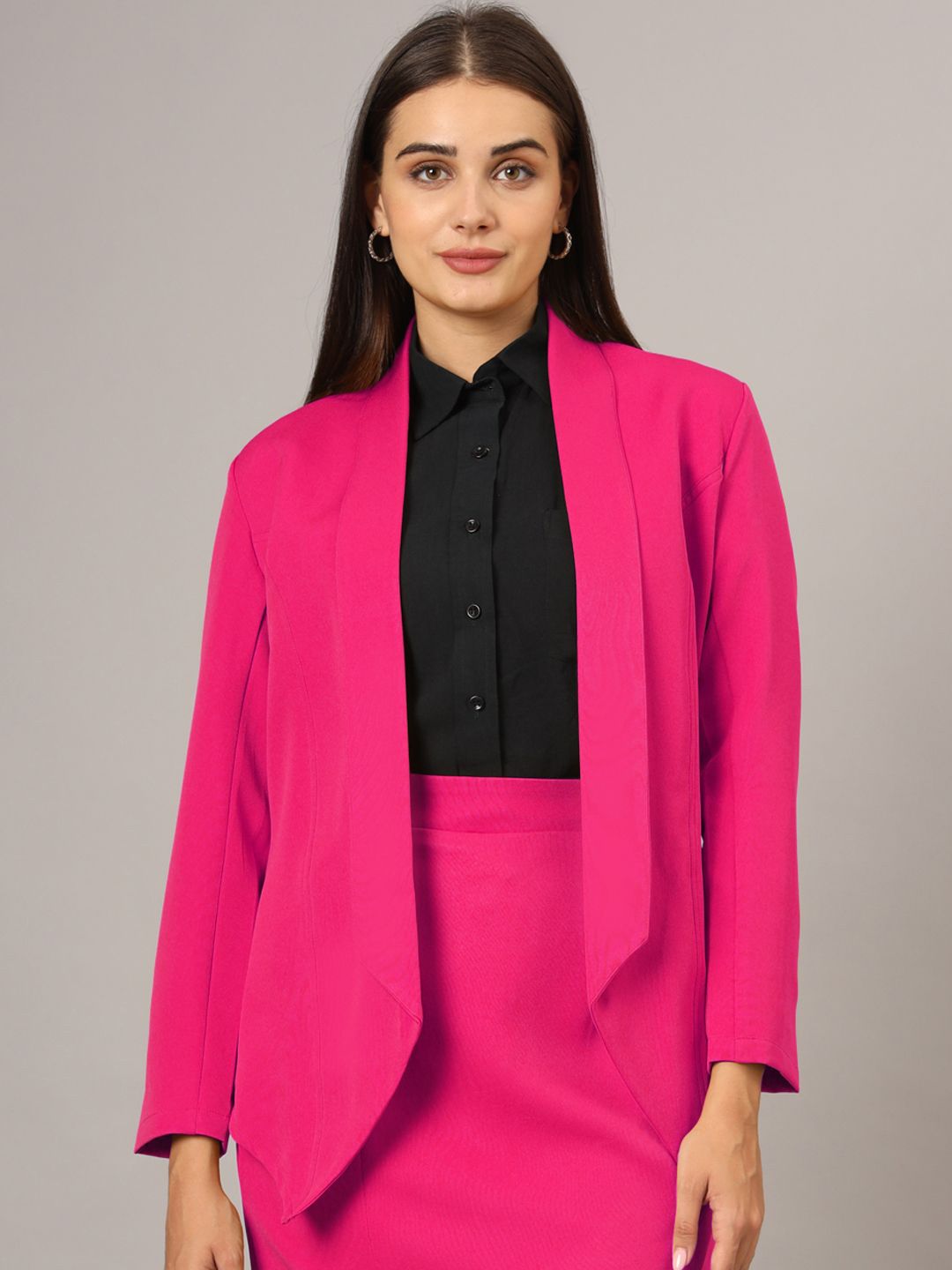 BRINNS Shawl Collar Open Front Blazer-image-41