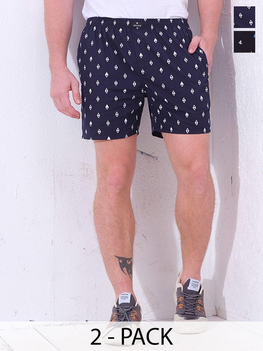 String Pack Of 2 Printed Pure Cotton Boxers PR_B_Tree_Diam_M-picture-0