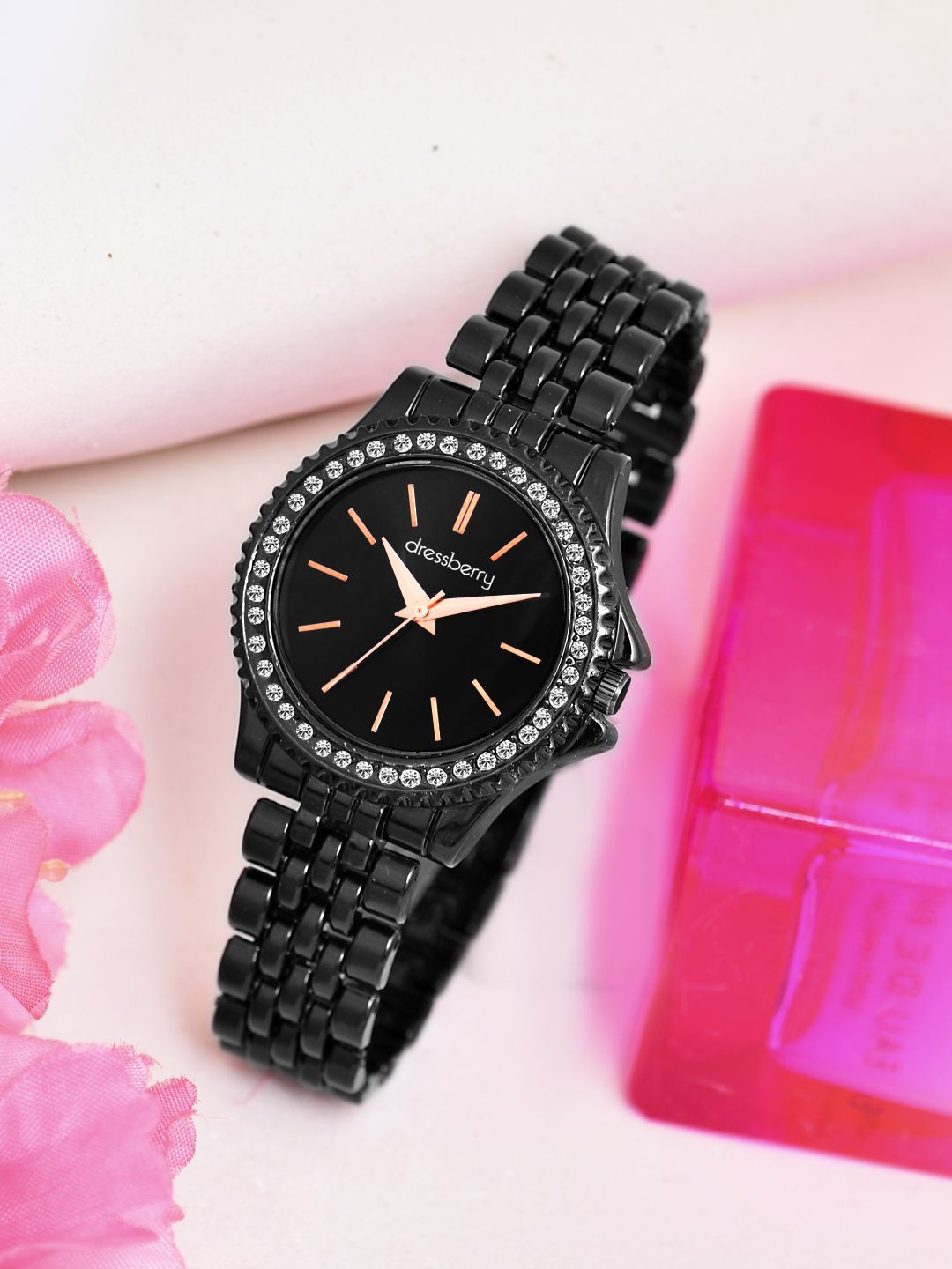 DressBerry Women Embellished Dial & Bracelet Style Straps Analogue Watch HOBDB-322-BK-picture-11