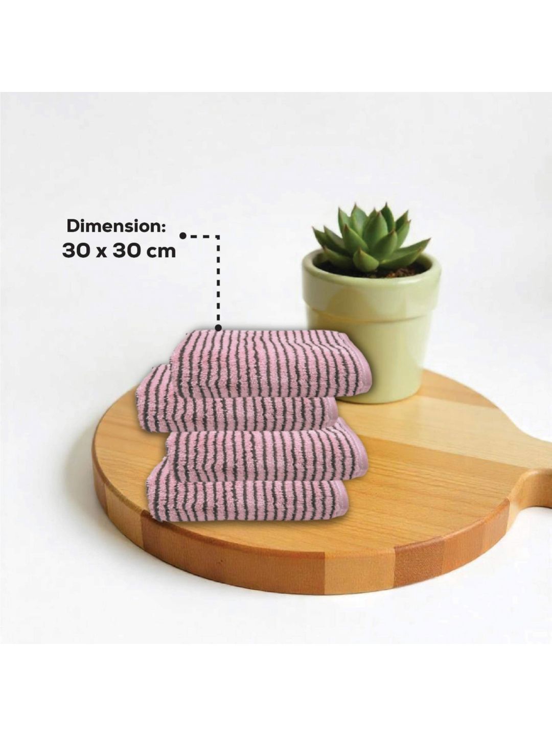 HOUSSE 4-Pieces Pink Striped 300 GSM Face Towels-image-45