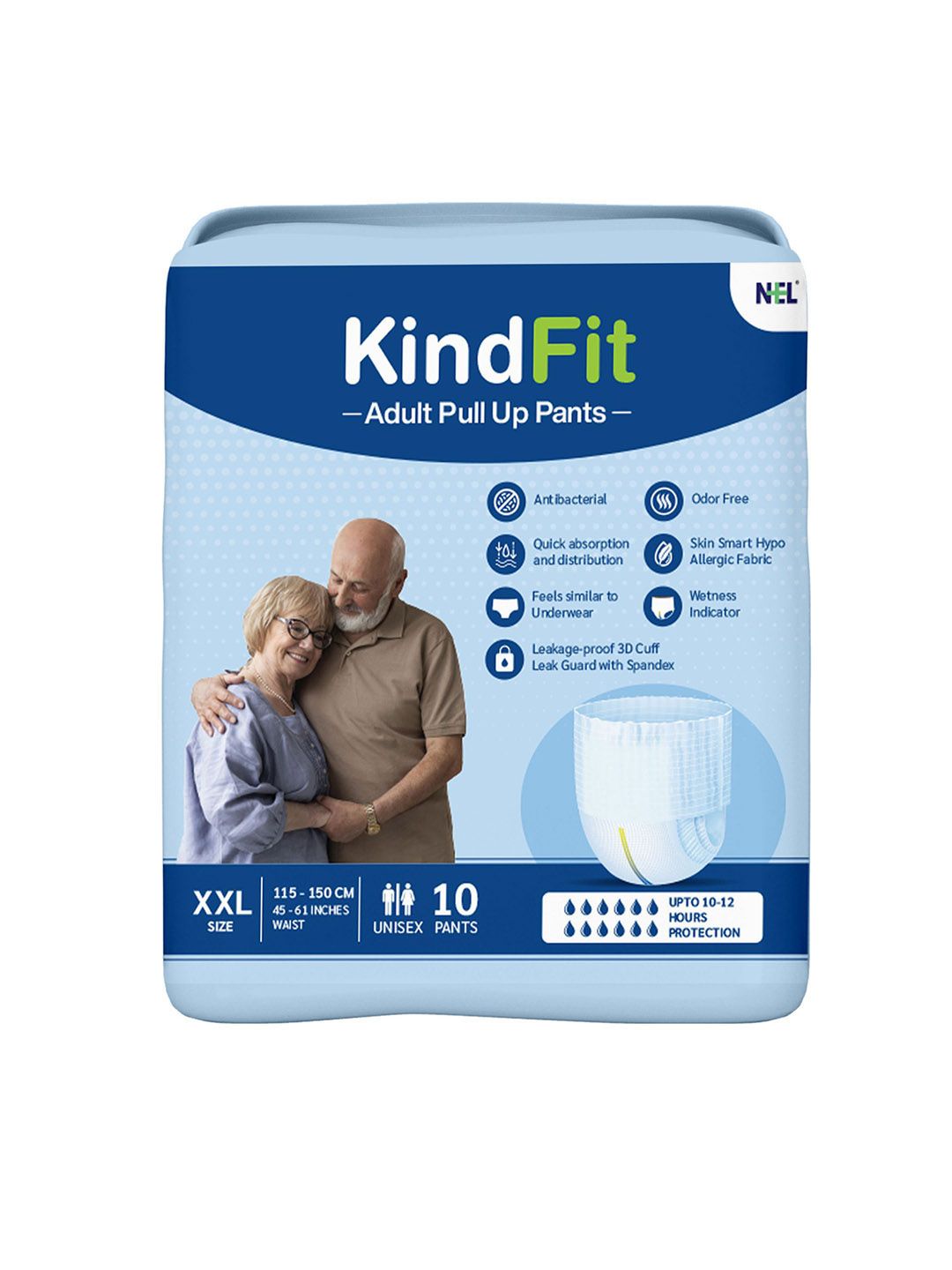 Kindfit 10 Pcs Antibacterial Leak Proof Adult Pull-Up Pants 10 Pads - M-picture-17
