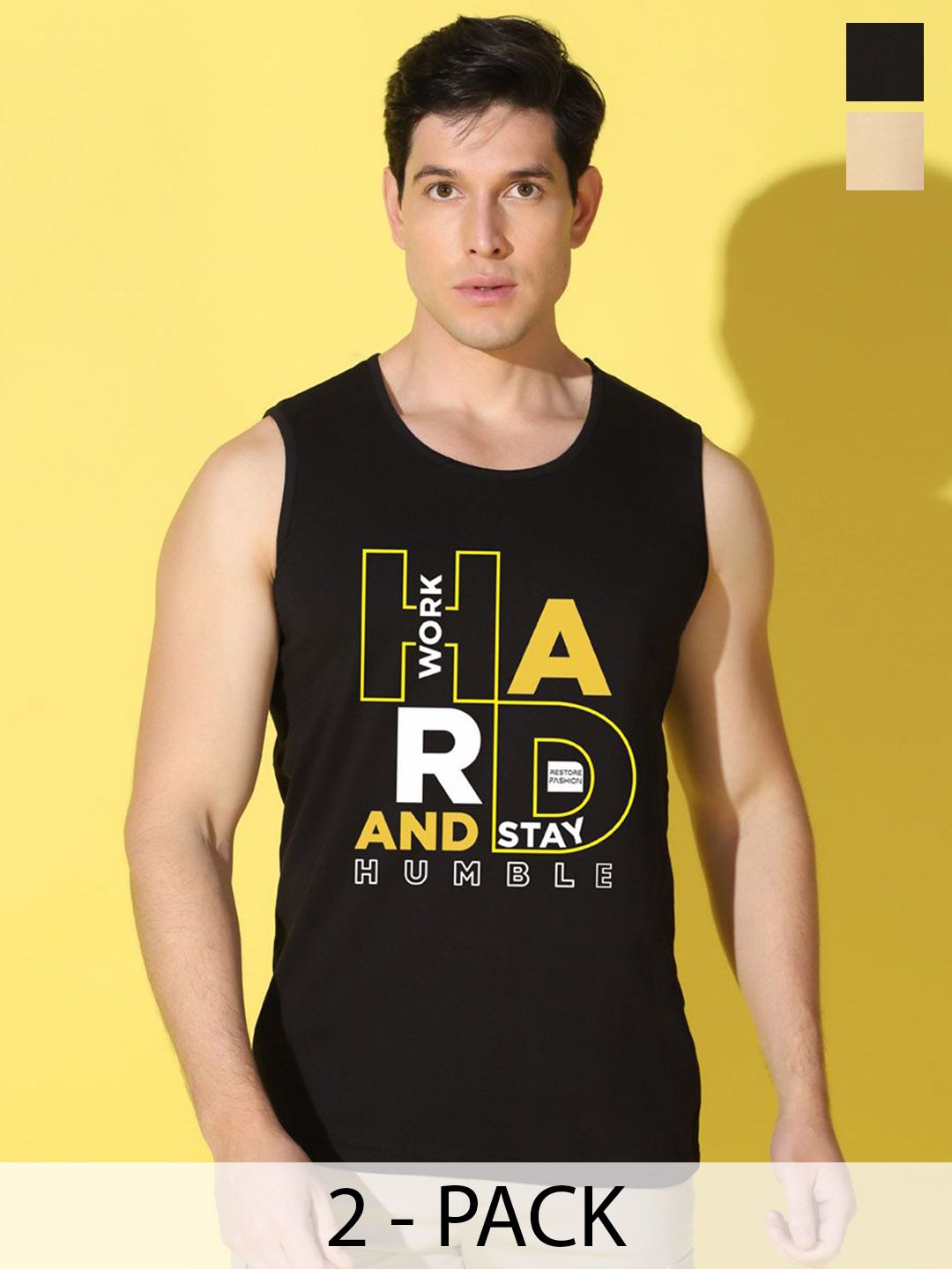 WOOSTRO Pack Of 2 Printed Combed Cotton Gym VestsVWS26(HARD BLACK)(RUN RUST)-picture-46