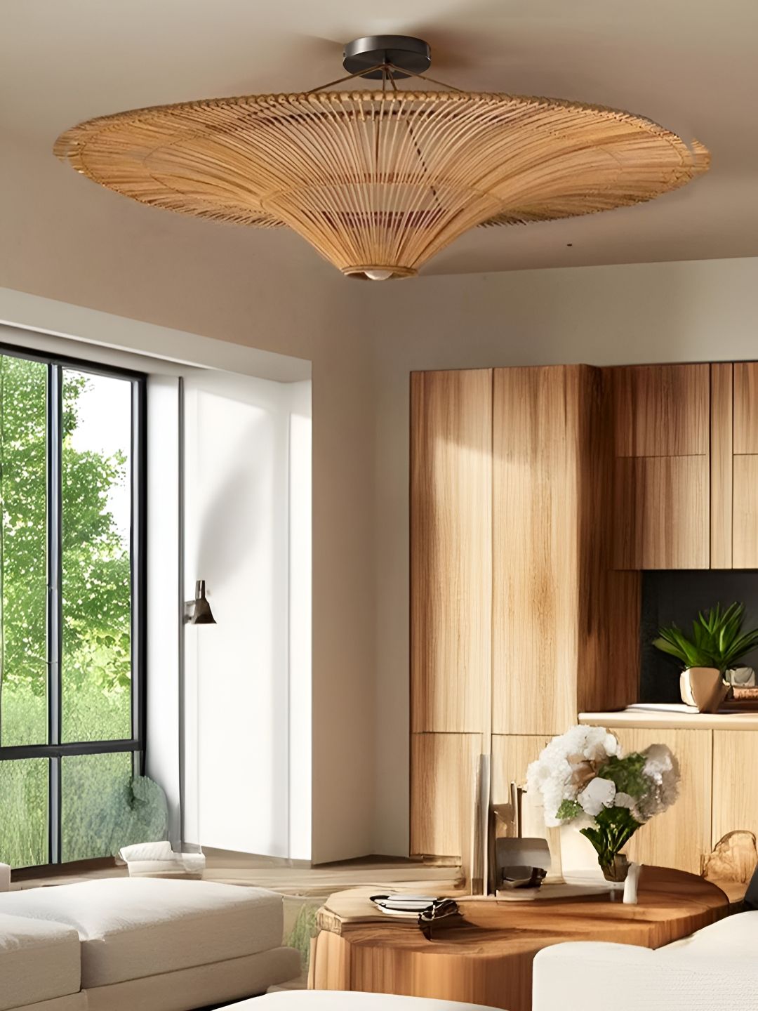 HABERE INDIA Brown Rattan Ceiling Lamp-picture-44