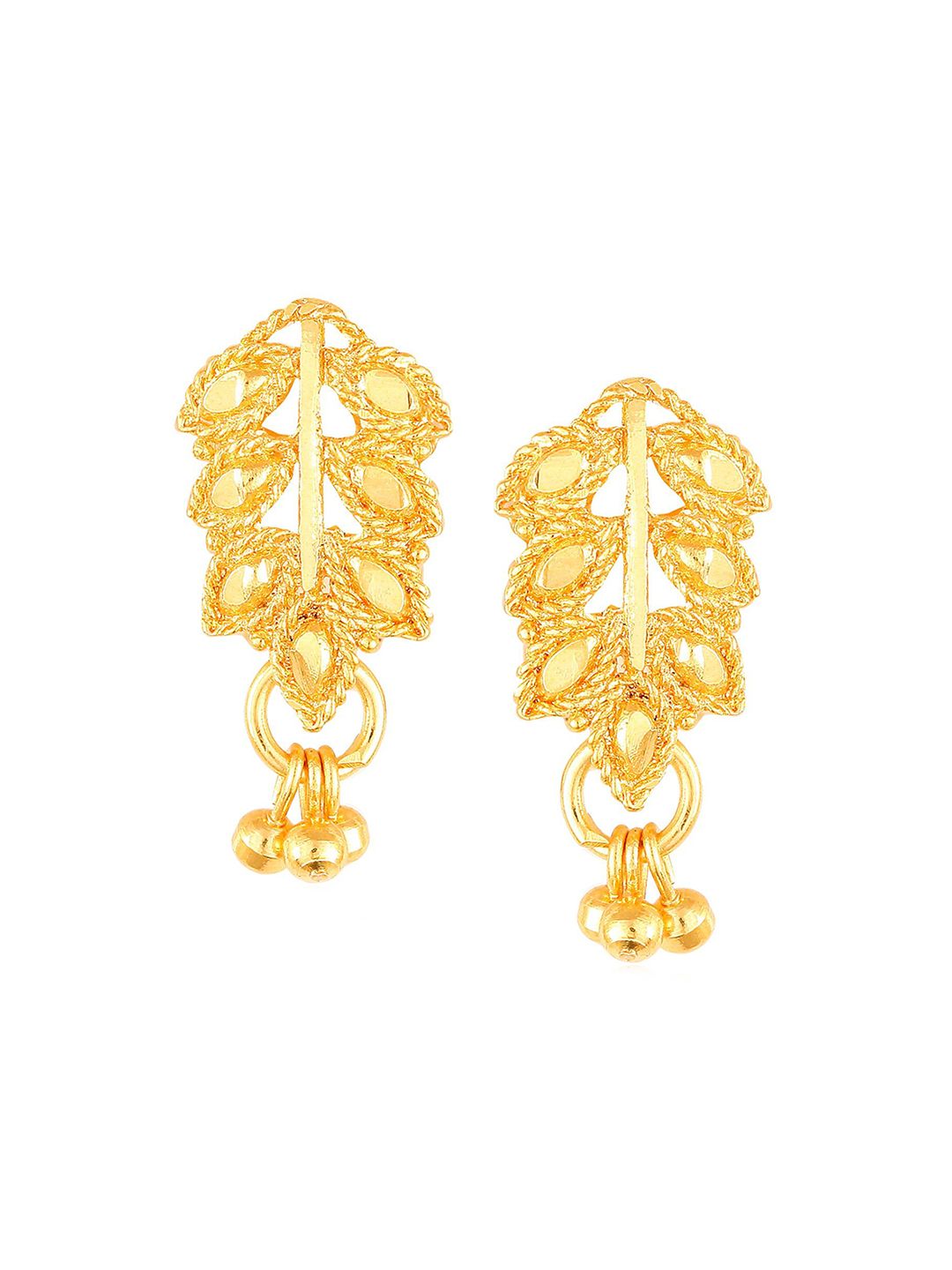 DIVASTRI Gold-Plated Artificial Beaded Floral Shaped Drop Earrings-picture-29