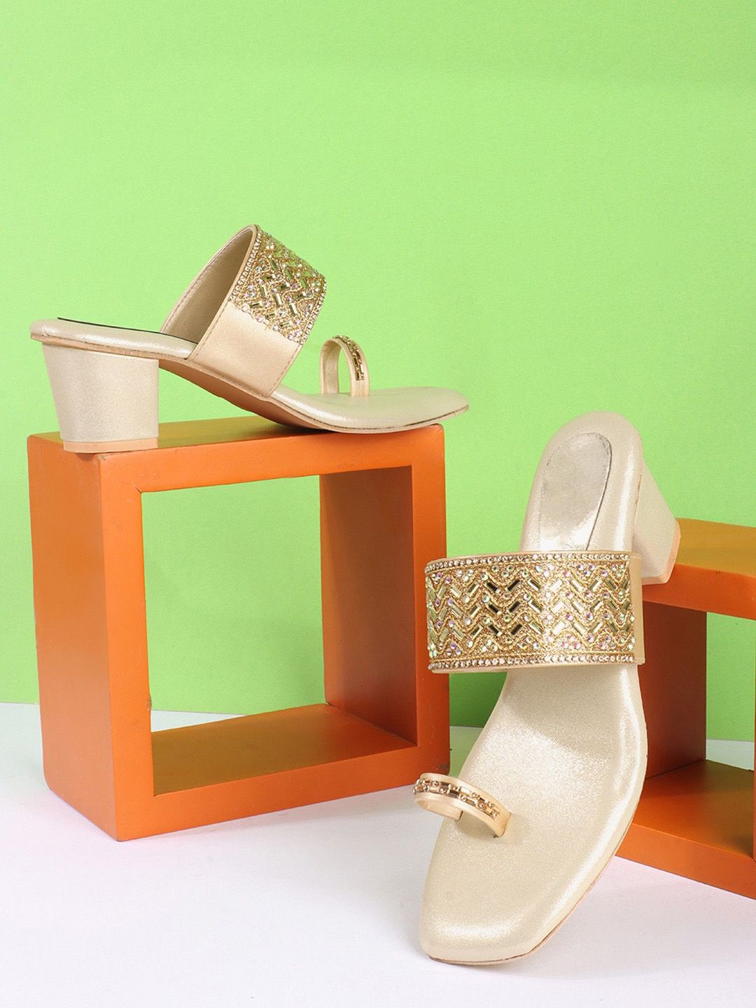 DIPYO Women Embellished Party Block Sandals-picture-53
