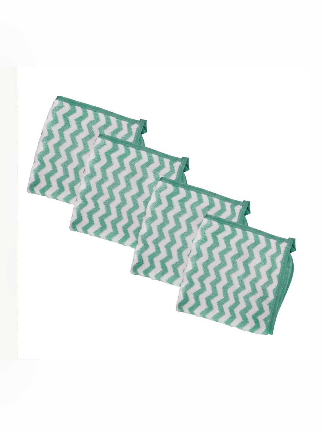 HOUSSE White & Green 4Pcs Printed 350 GSM Ultra Absorbent Super Soft Quick Dry Face Towels-image-17