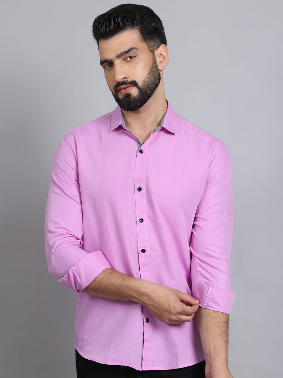 THE BEETEL HOUSE Men Solid Spread Collar Cotton Casual Shirt-picture-31