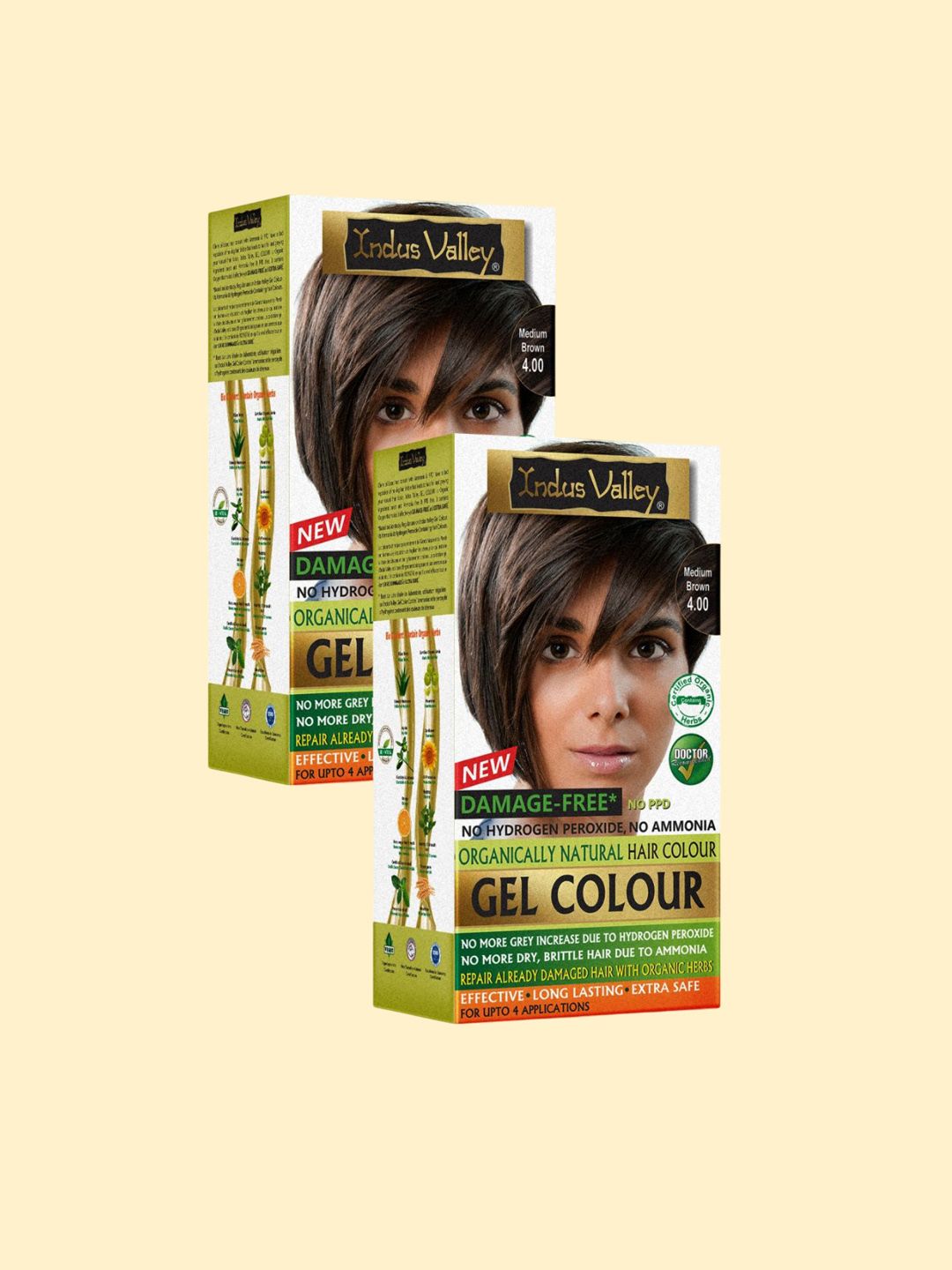 Indus Valley Set of 2 Organically Natural Gel Hair Colour - 220 g Each - Medium Brown-image-26