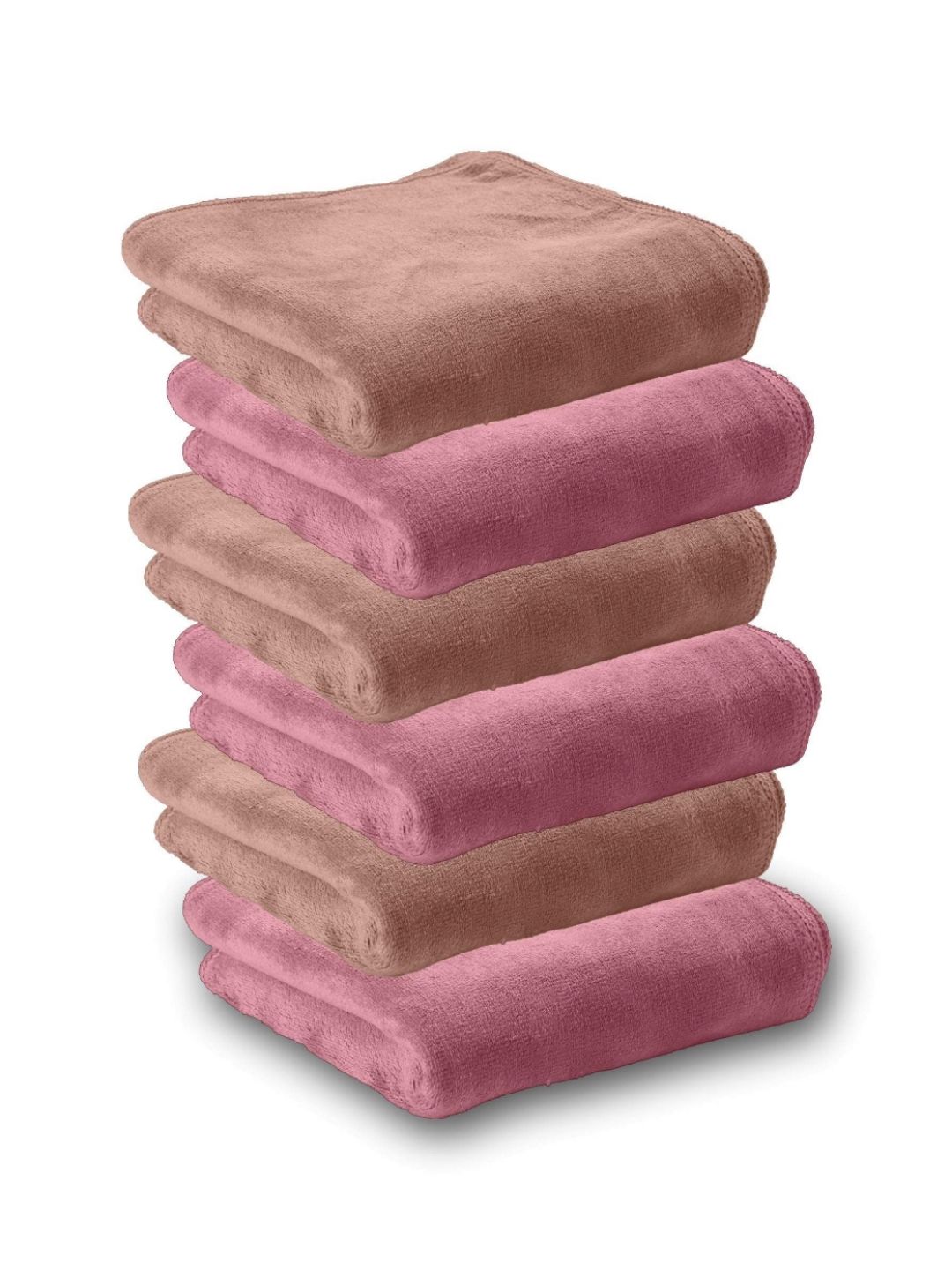 HOUSSE Brown & Pink 6 Pieces Microfibre 450 GSM Ultra Absorbent Dry Face Towels-image-29